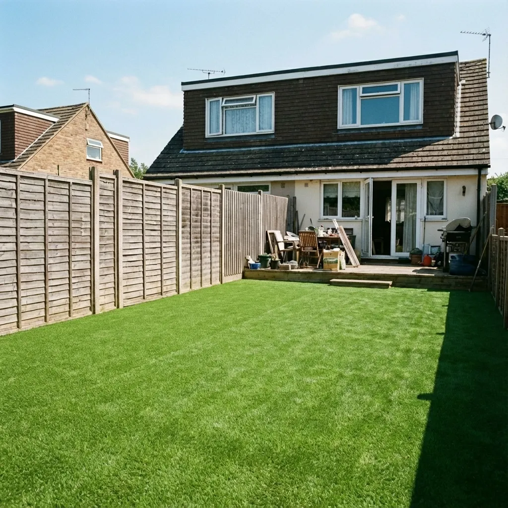 Jardín con césped artificial